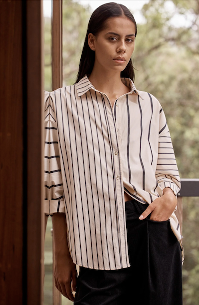Frankie Contrast Shirt Beige Black