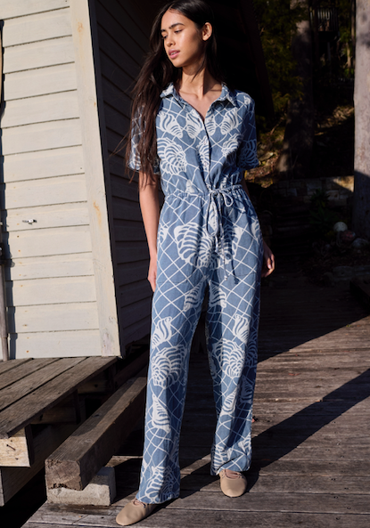 Shell Jumpsuit Print Blue