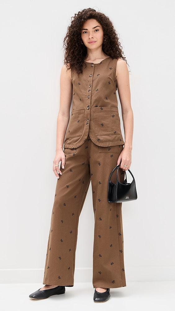 Bow Pattern Pant Brown