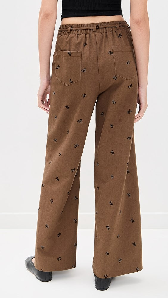 Bow Pattern Pant Brown