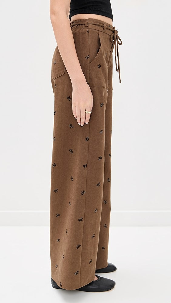 Bow Pattern Pant Brown