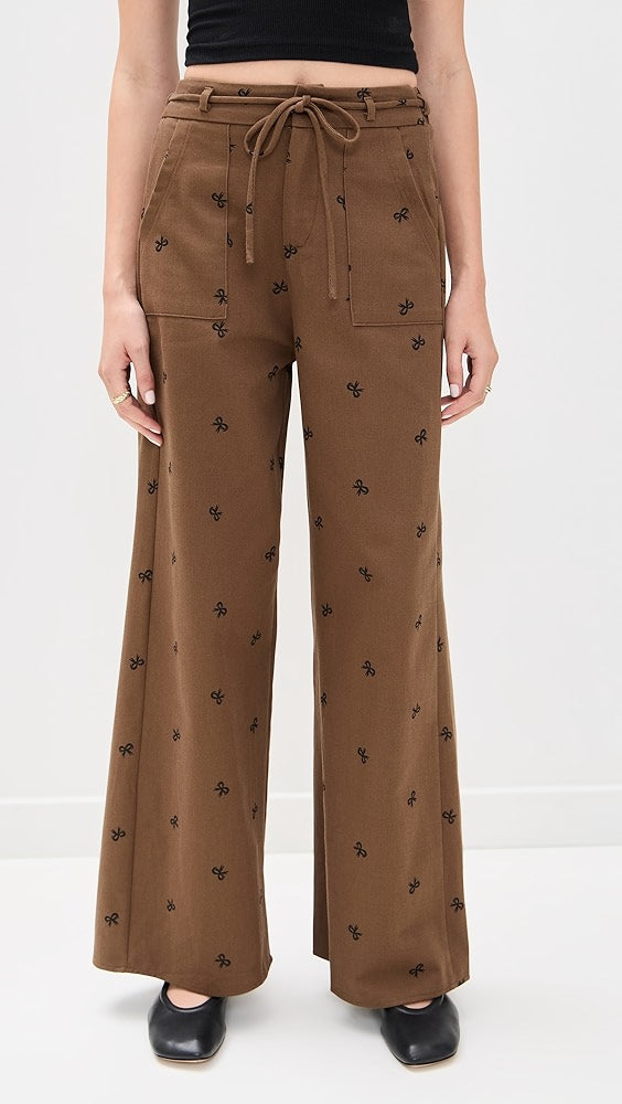Bow Pattern Pant Brown