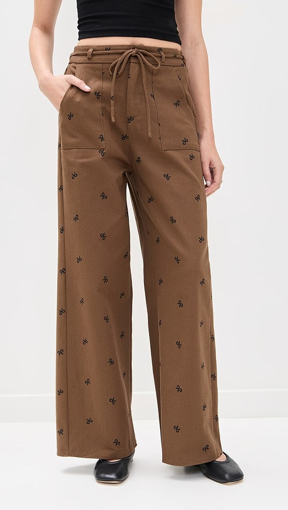 Bow Pattern Pant Brown