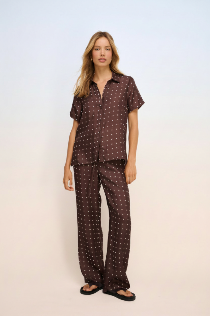 Hilaria Shirt Polka Brown