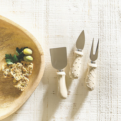 Ceramic Cheese Knives White Set of 3