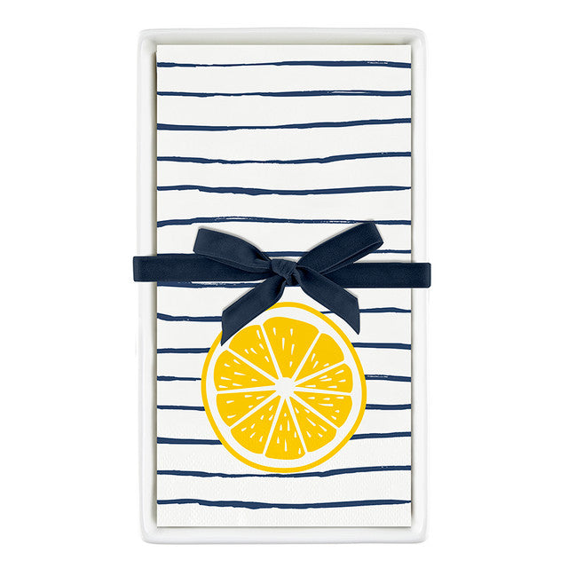 Ceramic Guest Napkin Tray Napkins Striped Lemon