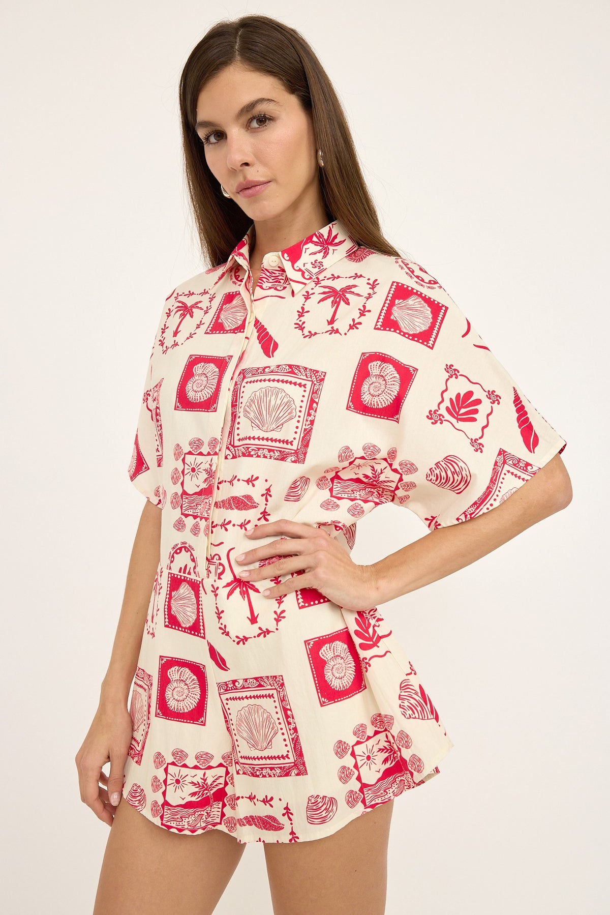 Andrin Romper Red Palm Tree