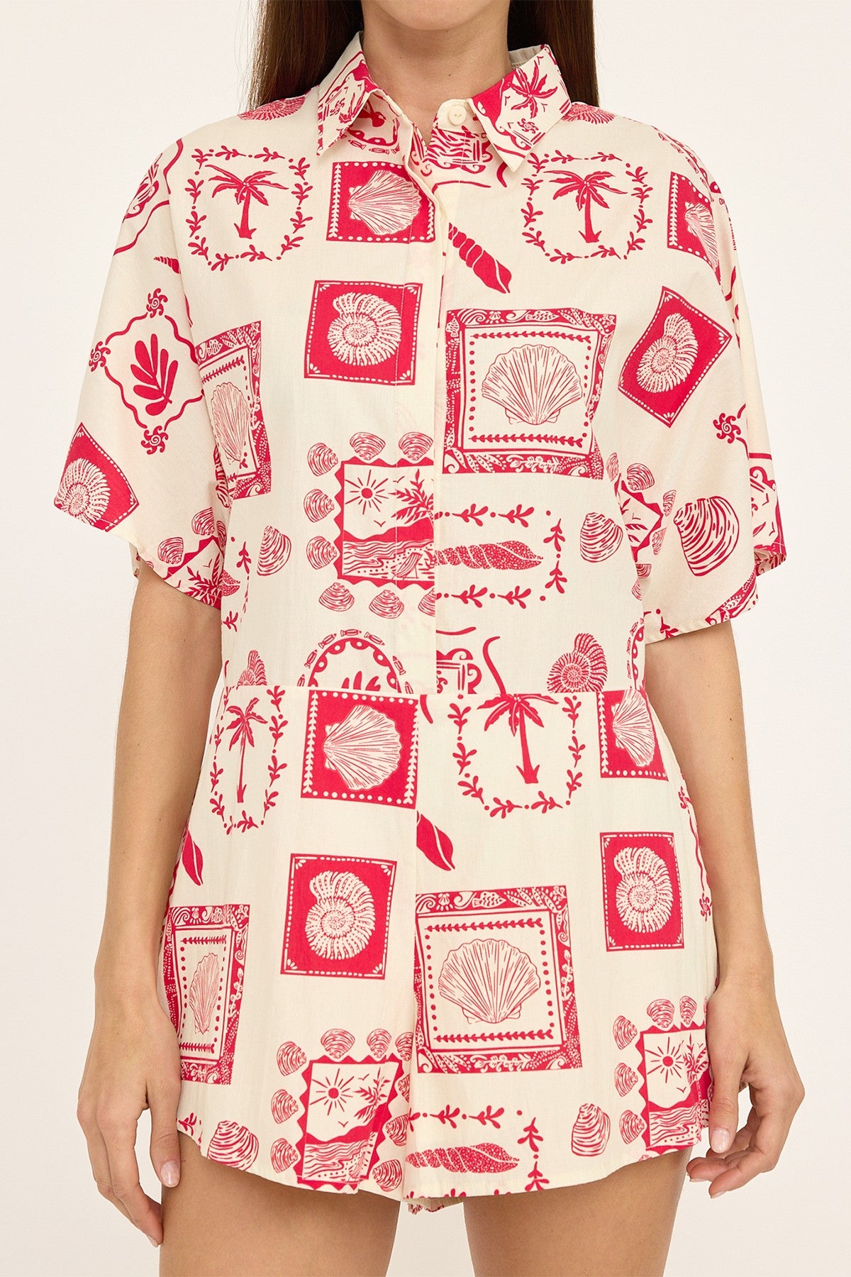 Andrin Romper Red Palm Tree