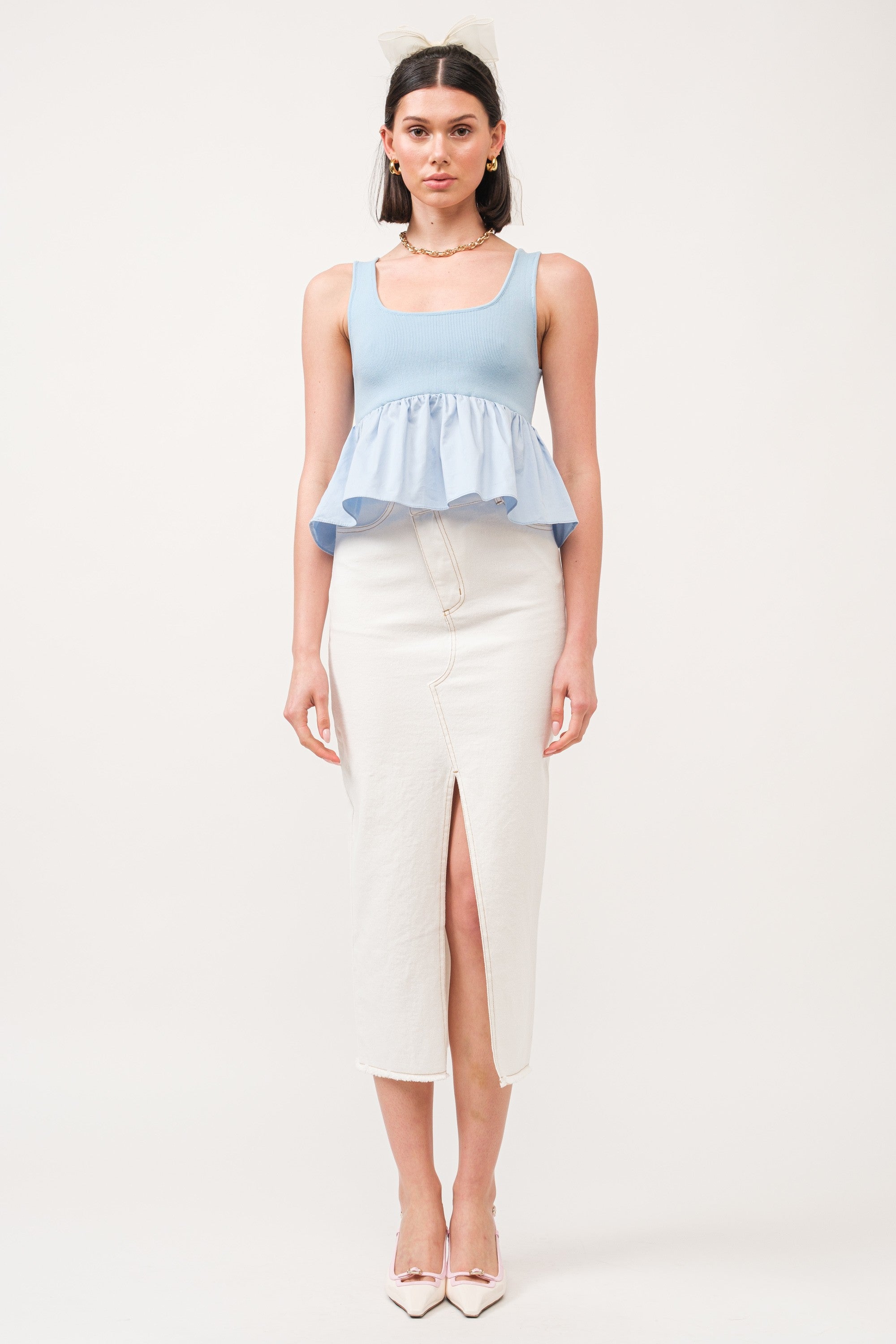 Jennie Midi Skirt Asymmetrical Off White