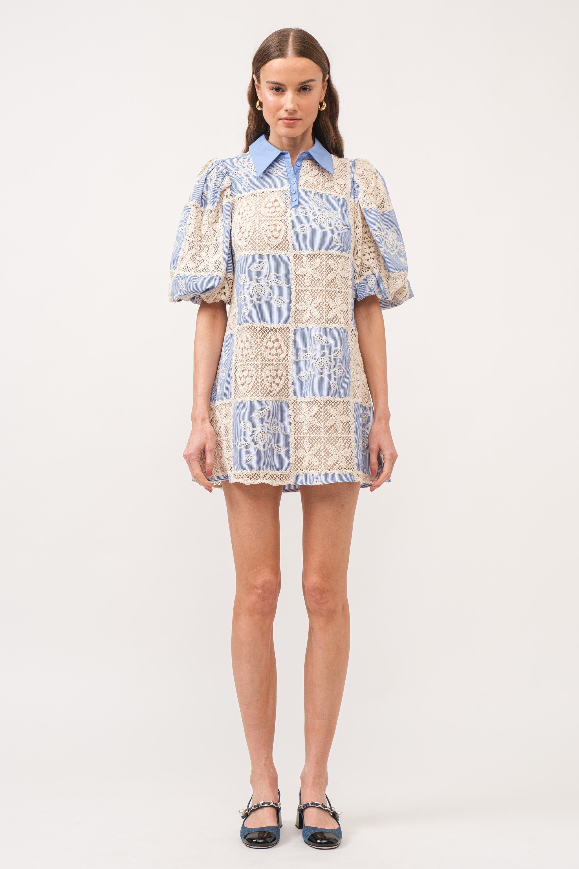 Carmine Crochet Dress Blue