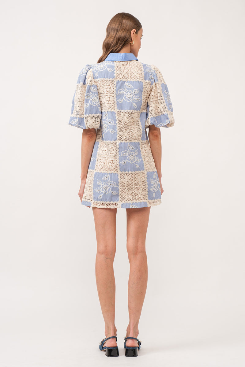 Carmine Crochet Dress Blue