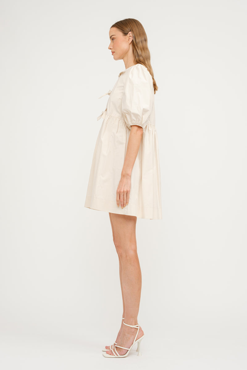 Avery Poplin Mini Dress Natural