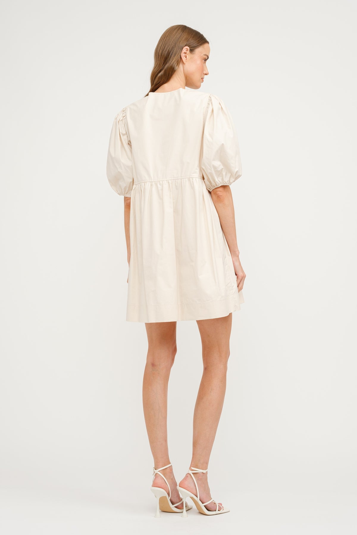 Avery Poplin Mini Dress Natural