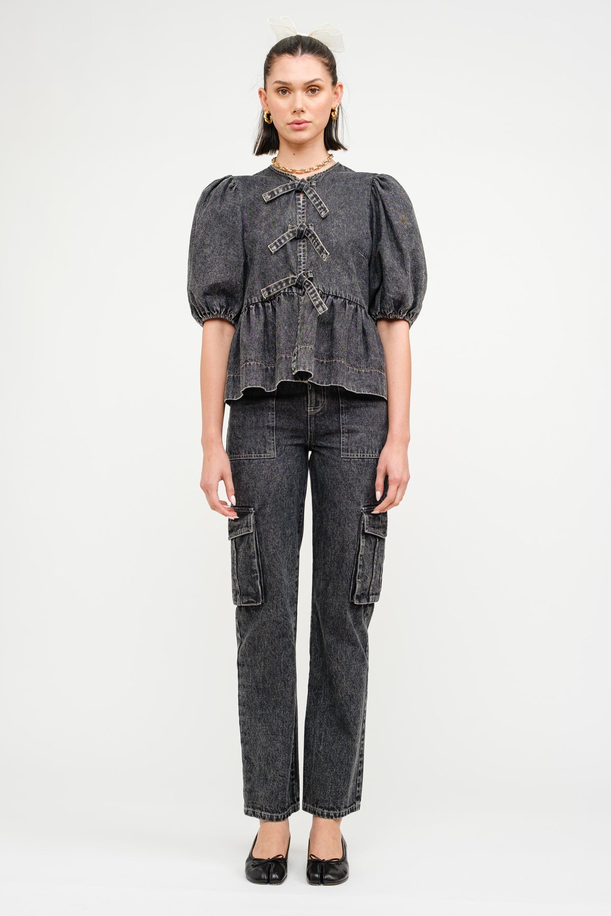 Norah Denim Blouse Black