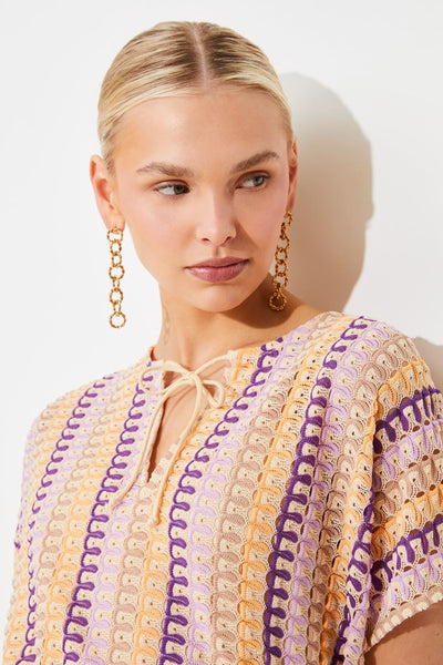 Calvin striped caftan dress Beige
