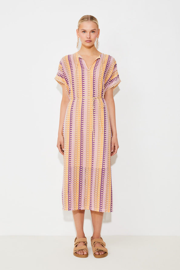 Calvin striped caftan dress Beige