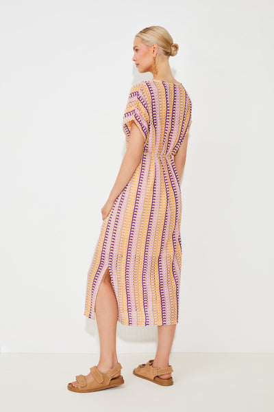 Calvin striped caftan dress Beige
