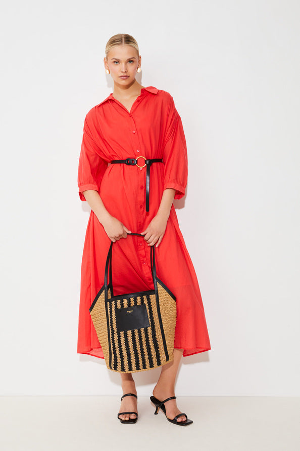 Charly Oversize Shirt Dress Red