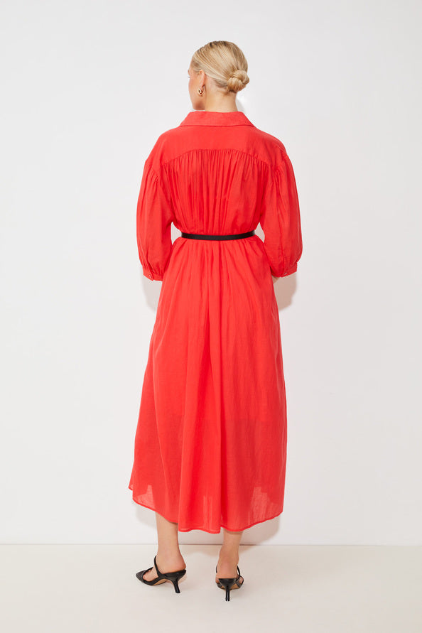 Charly Oversize Shirt Dress Red
