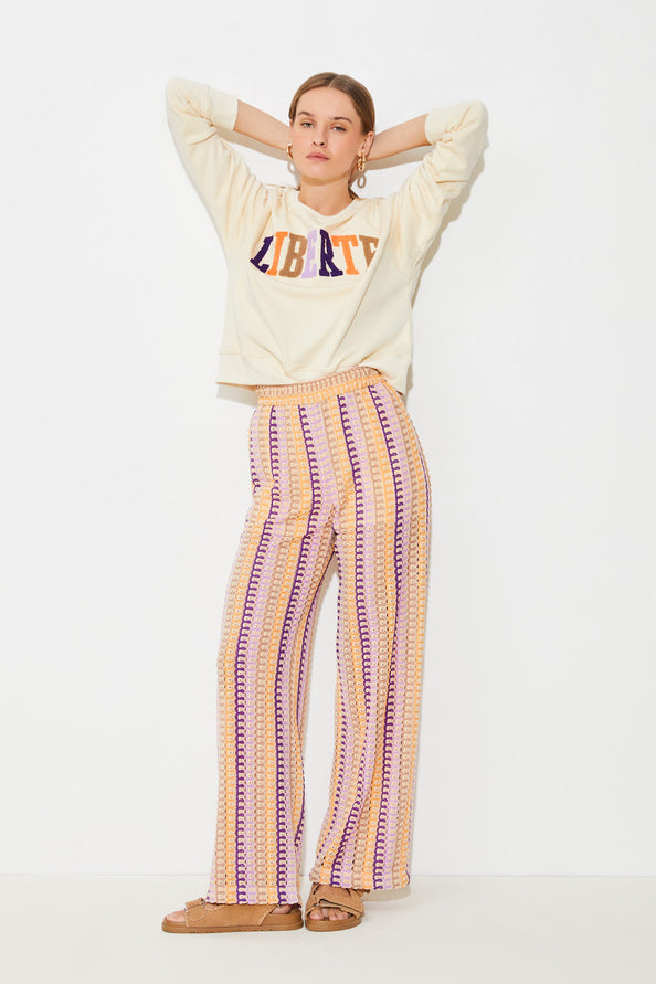 Jungle Striped  Pant Beige
