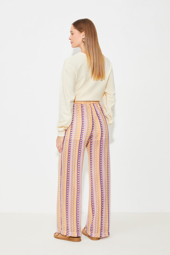 Jungle Striped  Pant Beige