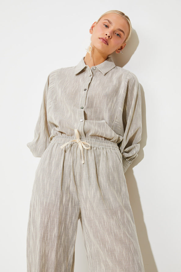 Jordan Cotton Striped Pant Black