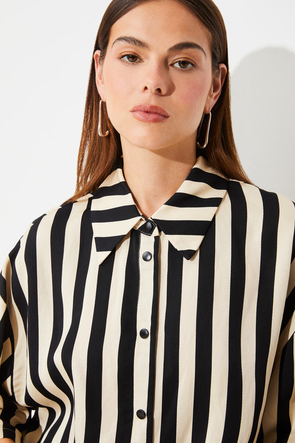 Lucie Blouse Striped Black