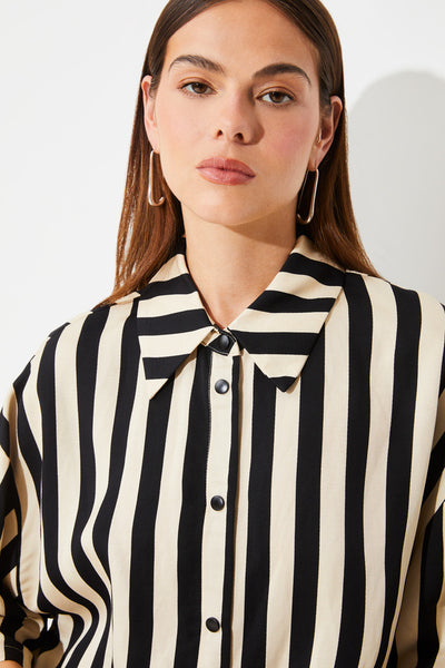 Lucie Blouse Striped Black