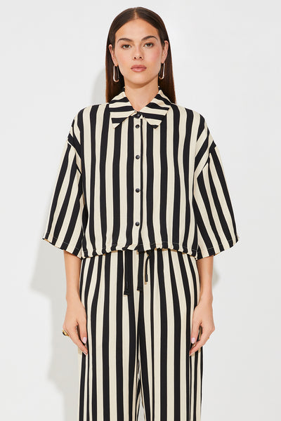 Lucie Blouse Striped Black