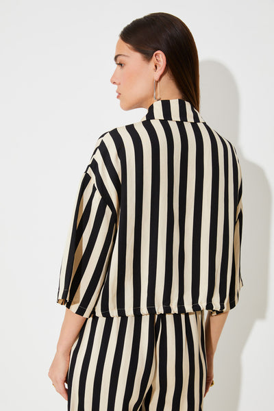 Lucie Blouse Striped Black