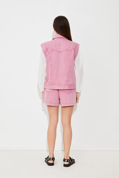 Dido Sleeveless Denim Jacket Pink