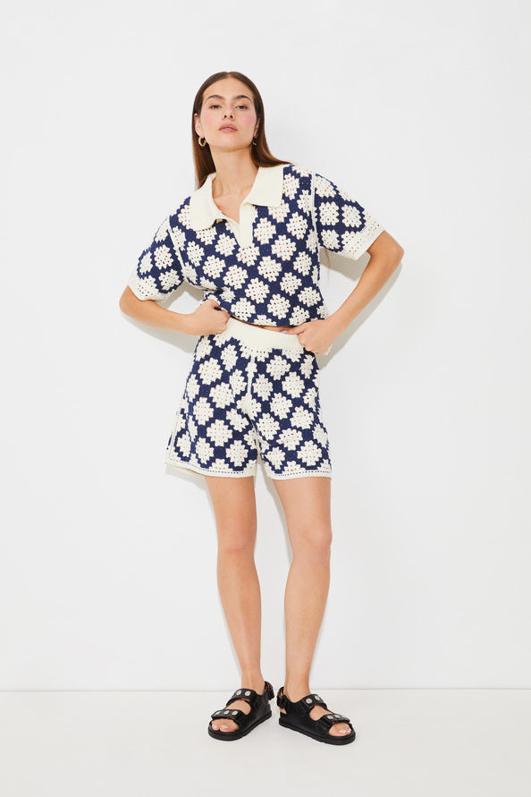 Perisol Crochet Shirt Blue