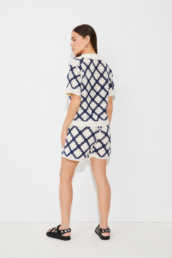 Byzance Crochet Knit Short Blue