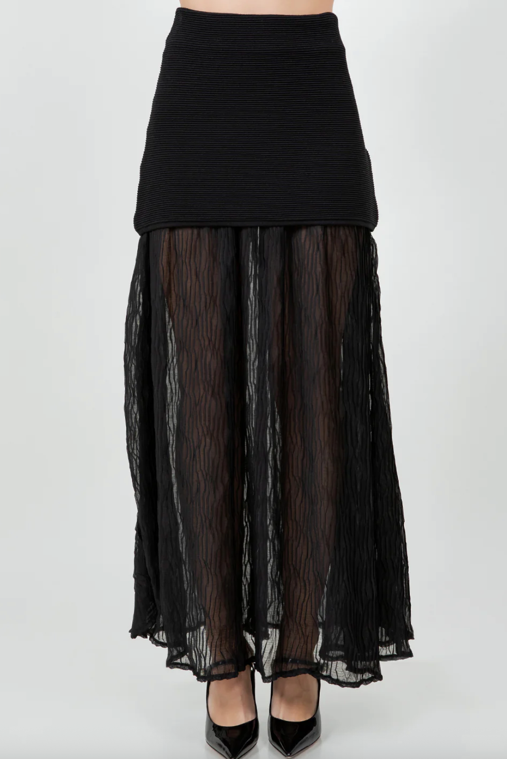 Woven Combo Maxi Skirt