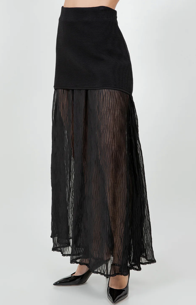 Woven Combo Maxi Skirt