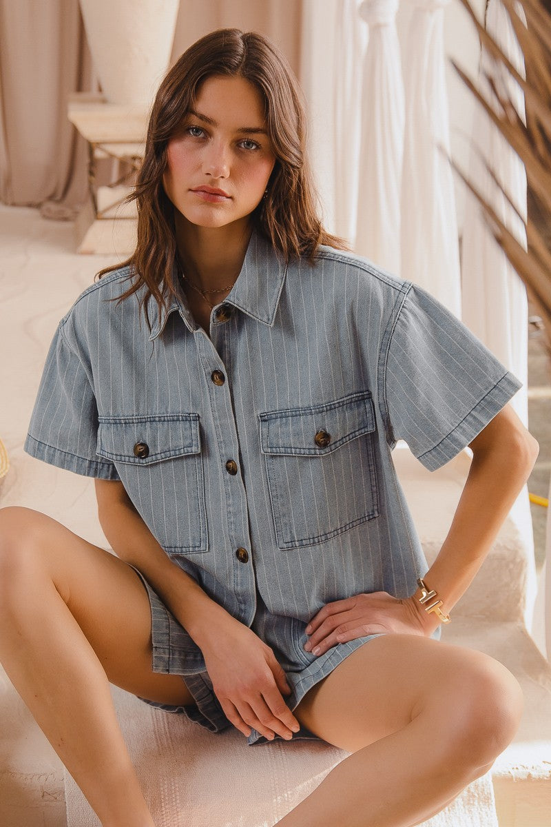 Aurely Set Striped Lt Denim