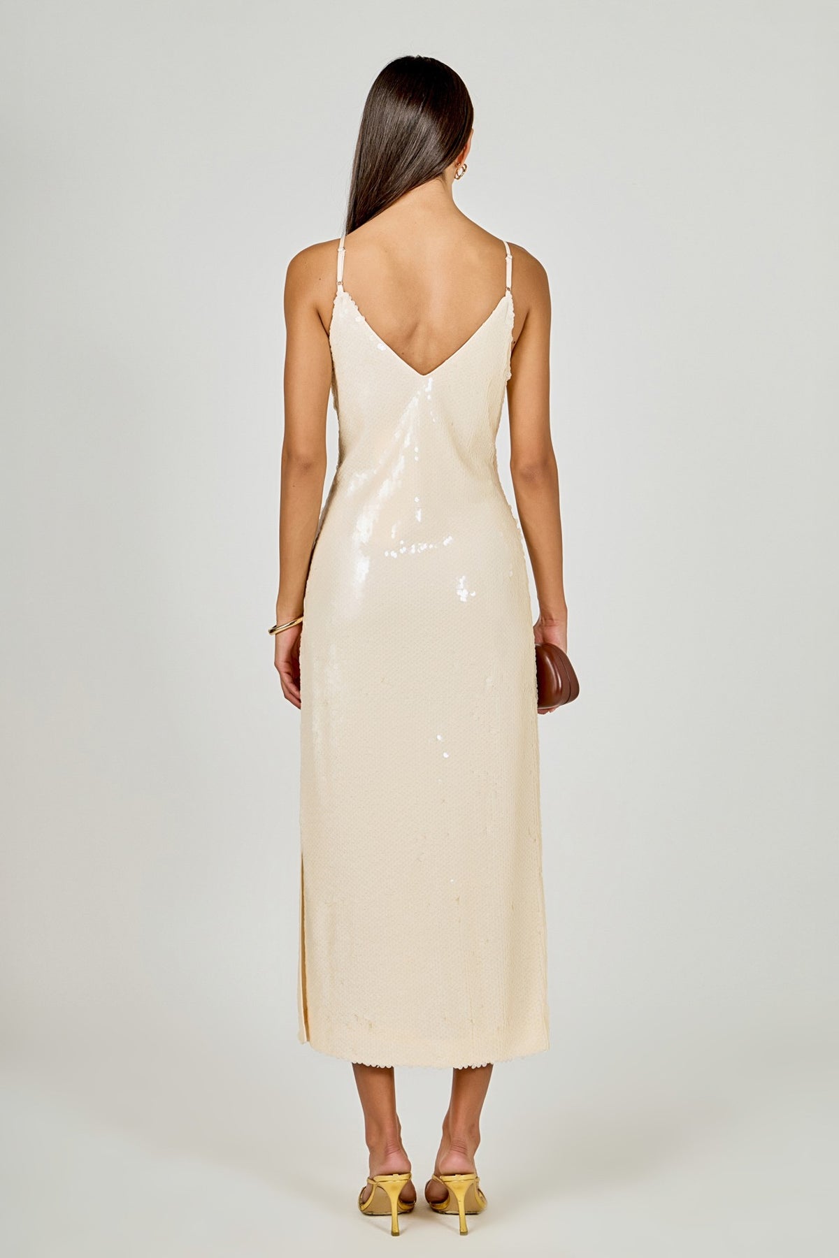 Sequin Slip Dress Ivory