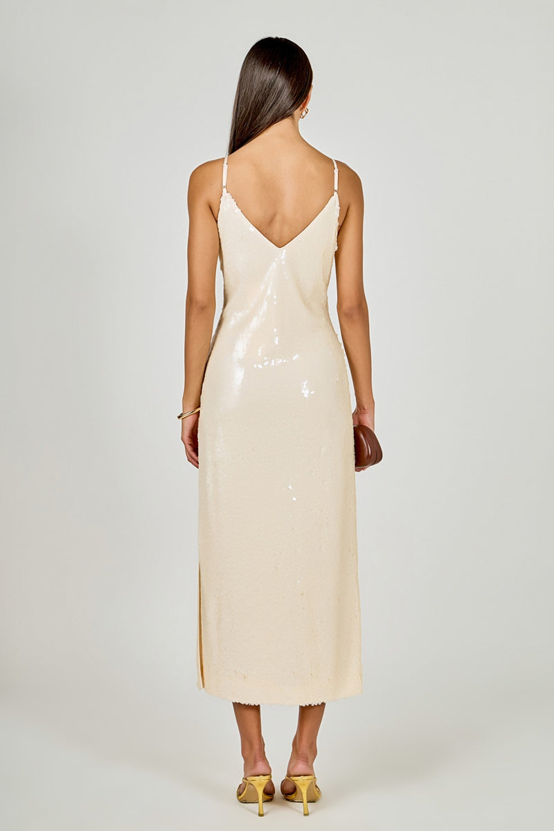 Sequin Slip Dress Ivory