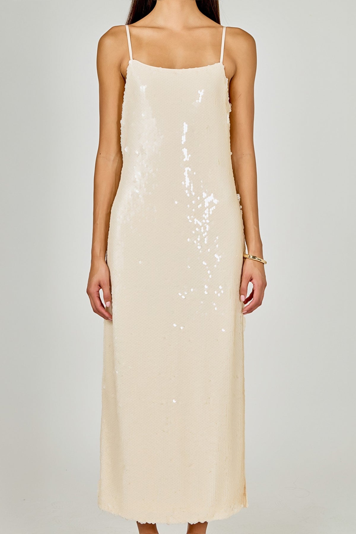 Sequin Slip Dress Ivory