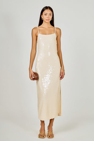 Sequin Slip Dress Ivory