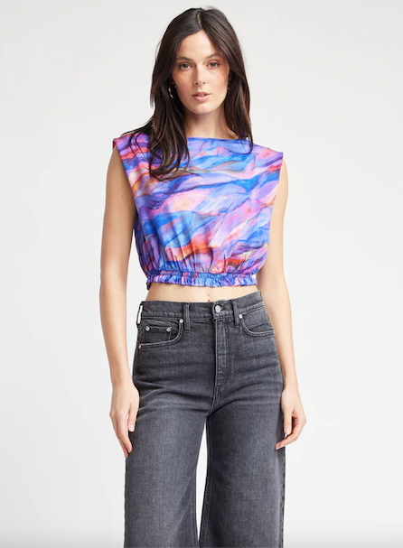 Cassidy Sleeveless Elastic Waist Top Sunset Print