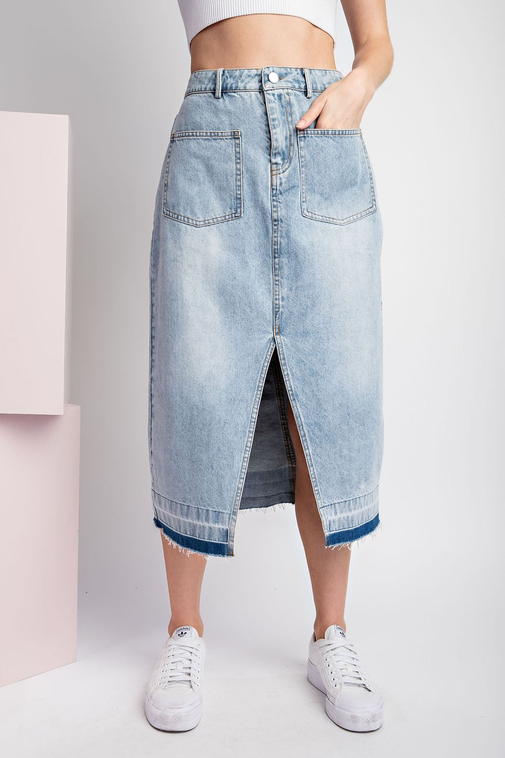 Stone Midi Skirt Demin