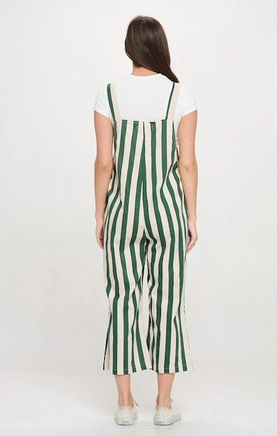 Classic Stripes Print Overall Green