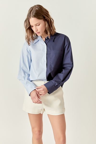 Colorblock Shirt Power Blue Navy