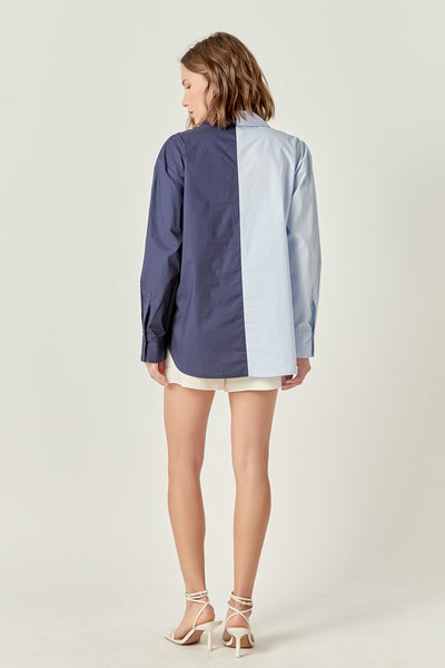 Colorblock Shirt Power Blue Navy