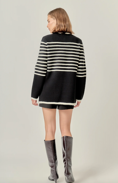 Carmen Sweater Cardigan Black Cream