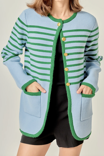 Carmen Sweater Cardigan Ice Blue Green