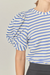 Puff Sleeve Crewneck White Blue