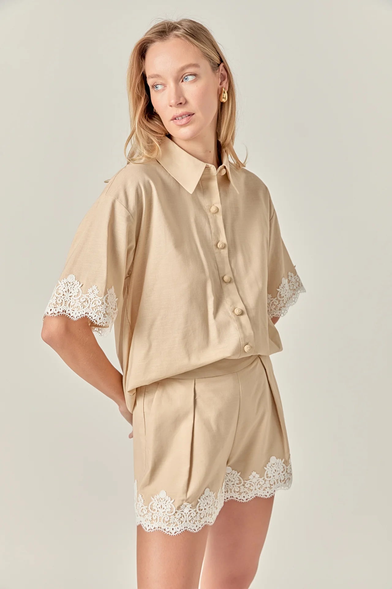 Elosie Shirt Beige White