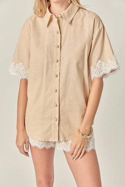 Elosie Shirt Beige White